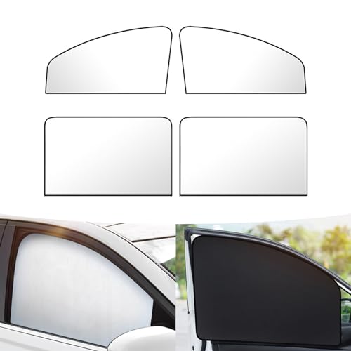 Flygun 4 PCS Car Side Window Sun Shade 3149In x 1968In x 787In Front Window Sun Protection 3149In x 1968In Rear Window Heat Insulation Universal Foldable Breathable Gauze Titanium Silver - Image 1
