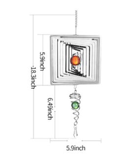 NIBEMINENT Crystal Ball Ornament Wind Chimes Orange/Green/Silver 18.3inch  - Image 2