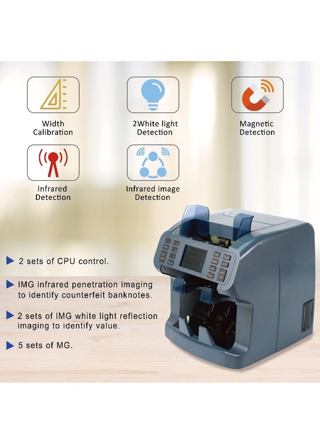 OKA Money sorting and counting machine with an internal printer for printing the money report (2 drawers) (Egyptian - Dollar - Euro - Australian - Turkish Lira) / Model Oka-900  - Image 4