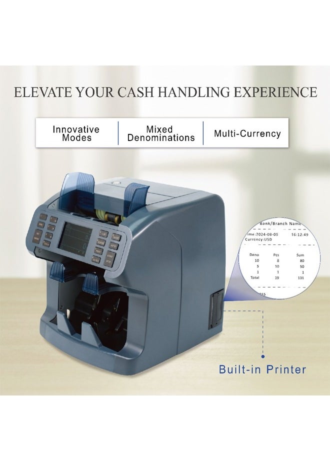 OKA Money sorting and counting machine with an internal printer for printing the money report (2 drawers) (Egyptian - Dollar - Euro - Australian - Turkish Lira) / Model Oka-900  - Image 5