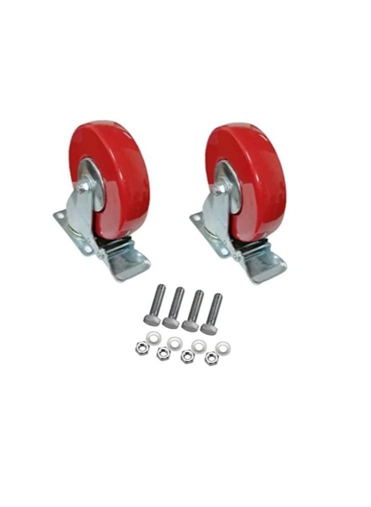 ABBASALI Pack of 2 Heavy Duty Rubber Caster Wheel with Nut & Bolt - Image 1