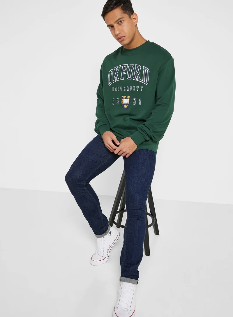 Urban Haul Oxford Print Oversized Sweatshirt