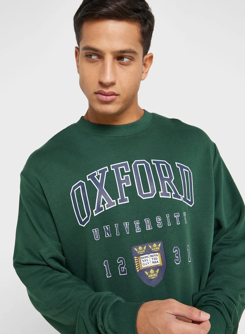 Urban Haul Oxford Print Oversized Sweatshirt