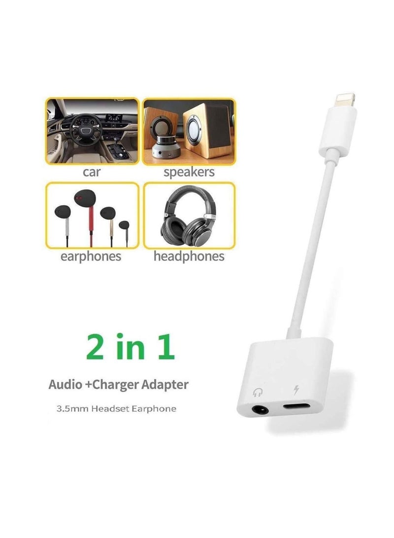 DUSALA Headphones Adapter & Splitter,2 in 1 Dual Lightning Charger Cable Aux Audio Adapter Converter for iPhone - Image 2