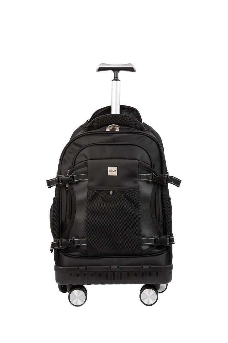بريما حقيبة ظهر 20 انش قابلة للطي بعجلات 4 للأعمال والطلاب والسفر | حقيبة مدرسية للطلاب بعجلات، لون أسود، مناسبة لحمل اللابتوب والمستندات ومقيدة للسفر اليدوي - Image 1