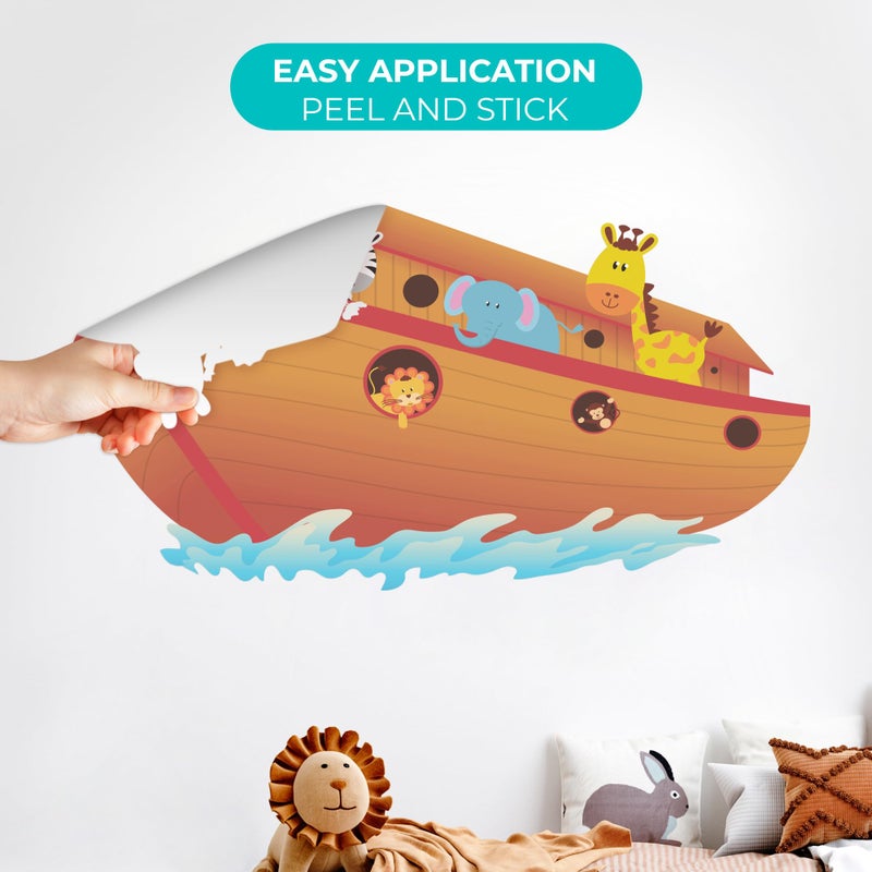 EGD Noah Ark Wall Decor I Wall Decal for Nursery I Religion Classroom Decorations I Baby Boy or Girl I Bible Stories for Kids I Jungle Animals for Cute Room Decor (Wide 22" x 14" Height) - Image 2