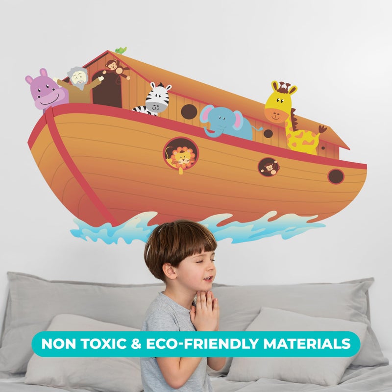 EGD Noah Ark Wall Decor I Wall Decal for Nursery I Religion Classroom Decorations I Baby Boy or Girl I Bible Stories for Kids I Jungle Animals for Cute Room Decor (Wide 22" x 14" Height) - Image 5