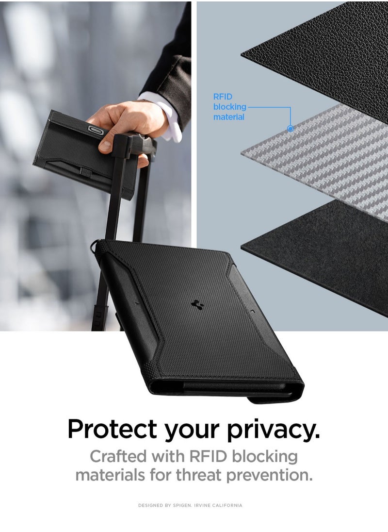 Spigen Passport Cover Holder Card Wallet Travel Documents Organizer Protector Accessories with RFID Blocking Technology SIM Card Pin Included - Black  - Image 4