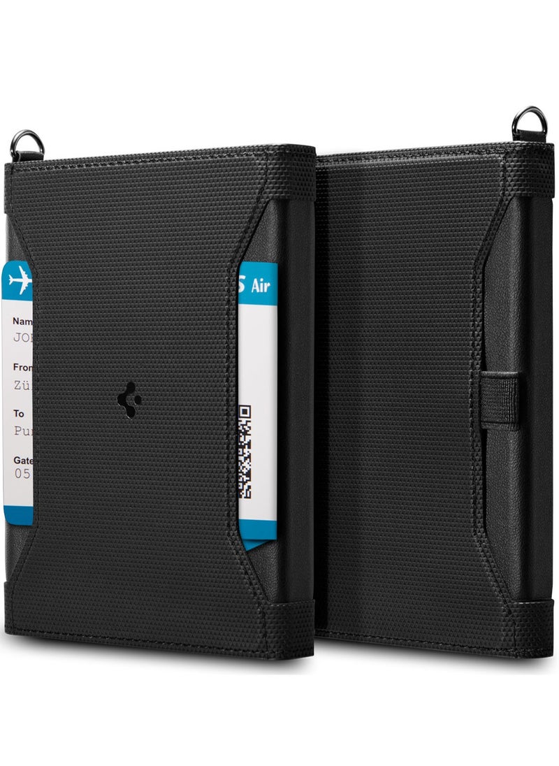 Spigen Passport Cover Holder Card Wallet Travel Documents Organizer Protector Accessories with RFID Blocking Technology SIM Card Pin Included - Black  - Image 1