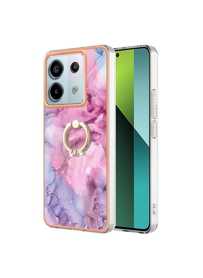 Case For Xiaomi Redmi Note 13 Pro 5G Global Electroplating Marble Dual-side IMD Phone Case with Ring