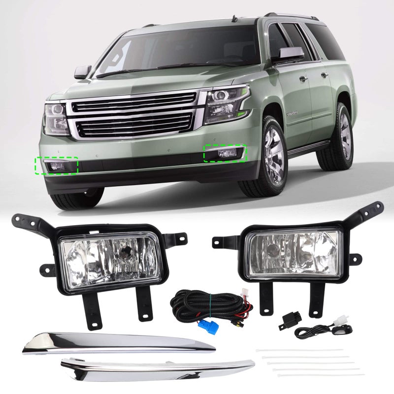 DYRDINSHOW Fog Lights Compatible With Chevy Tahoe Suburban 2015 2016 2017 2018 2019 2020 Driving Fog Lights with Harness OE GM2592311 GM2593311