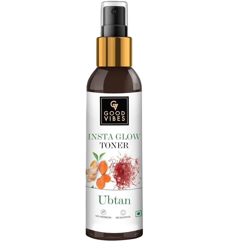 Good Vibes Insta Glow Face Toner Spray Ubtan with Saffron Turmeric Hydrating Refreshing Skin Mist AlcoholFree ParabenFree All Skin Types 406 Fl Oz 120ml