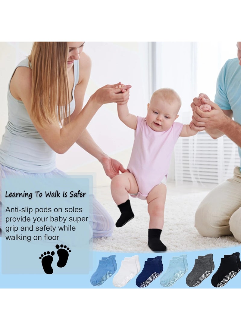 Generic 6 Pairs Baby Socks With Grippers, Non Slip Grip Baby Socks  - Image 3