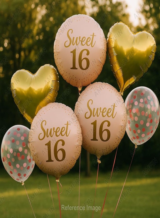 AMFIN® (Pack of 7) Sweet 16 Birthday Decoration Girls 16th Birthday Decoration 16th Birthday Balloons Foil Party Supplies - Image 4