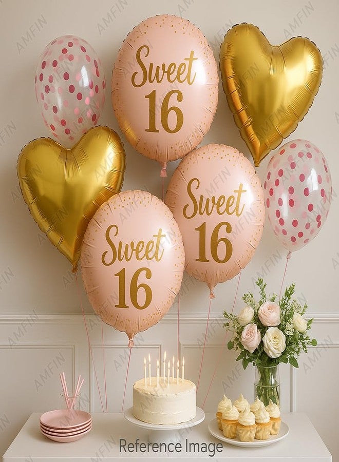AMFIN® (Pack of 7) Sweet 16 Birthday Decoration Girls 16th Birthday Decoration 16th Birthday Balloons Foil Party Supplies - Image 3