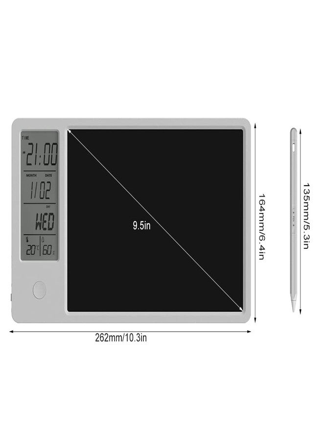 JSJGETYI Electronic Desktop Calendar Rechargeable Writing Notepad with Digital Clock Date Time Week Indoor Temperature Display 9.5inch Drawing Pad for Office Home Business(White) - Image 5