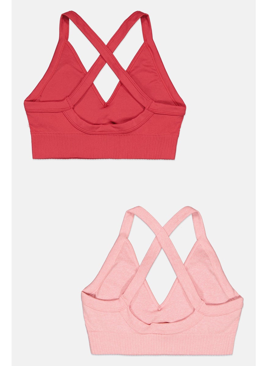 Comfort by Real Women 2 Pieces Grommet Detail Lightly Padded Bralette, Red  - Image 2