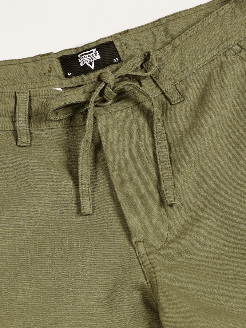Thomas Scott Men's Mid-Rise Cotton Linen Smart Chino Trouser (Olive, 40) - Image 5