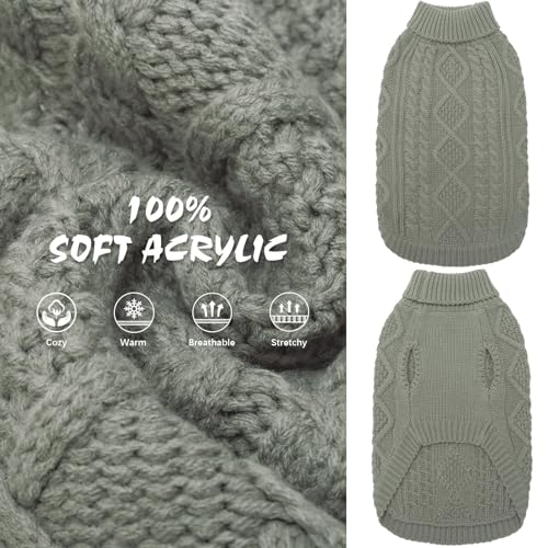 BINGPET Thermal Knitted Dog Sweater for Small Medium Large Dogs,Winter Dog Cat Coat Warm Sweartershirts Outfits,Classic Cable Knit Turtleneck Pullover Dog Jumper Coat Warm Sweartershirts - Image 2