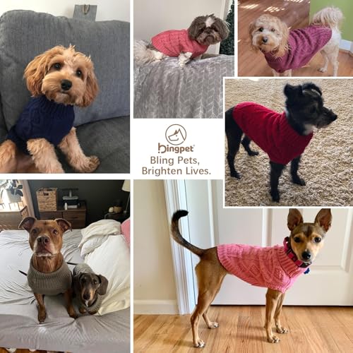 BINGPET Thermal Knitted Dog Sweater for Small Medium Large Dogs,Winter Dog Cat Coat Warm Sweartershirts Outfits,Classic Cable Knit Turtleneck Pullover Dog Jumper Coat Warm Sweartershirts - Image 5