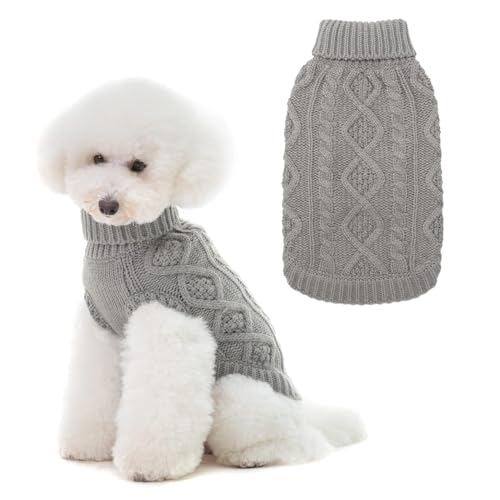 BINGPET Thermal Knitted Dog Sweater for Small Medium Large Dogs,Winter Dog Cat Coat Warm Sweartershirts Outfits,Classic Cable Knit Turtleneck Pullover Dog Jumper Coat Warm Sweartershirts - Image 1