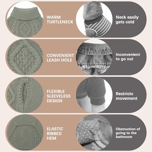 BINGPET Thermal Knitted Dog Sweater for Small Medium Large Dogs,Winter Dog Cat Coat Warm Sweartershirts Outfits,Classic Cable Knit Turtleneck Pullover Dog Jumper Coat Warm Sweartershirts - Image 4
