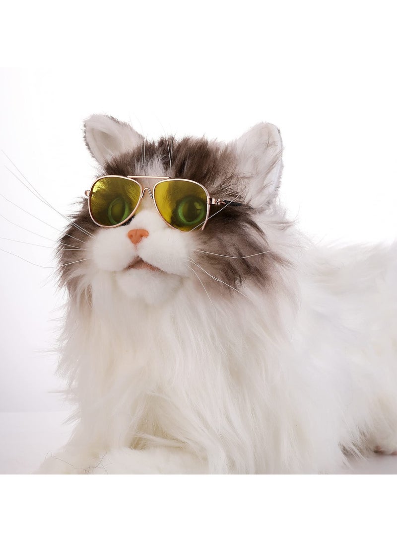 Green Tiger Cat Sunglasses- Pet Puppy UV Protection Sunglasses Dolls Sun Glasses, Small Dog Cosplay Photo Props Cute Sunglasses (4Pcs Sunglasses) - Image 2