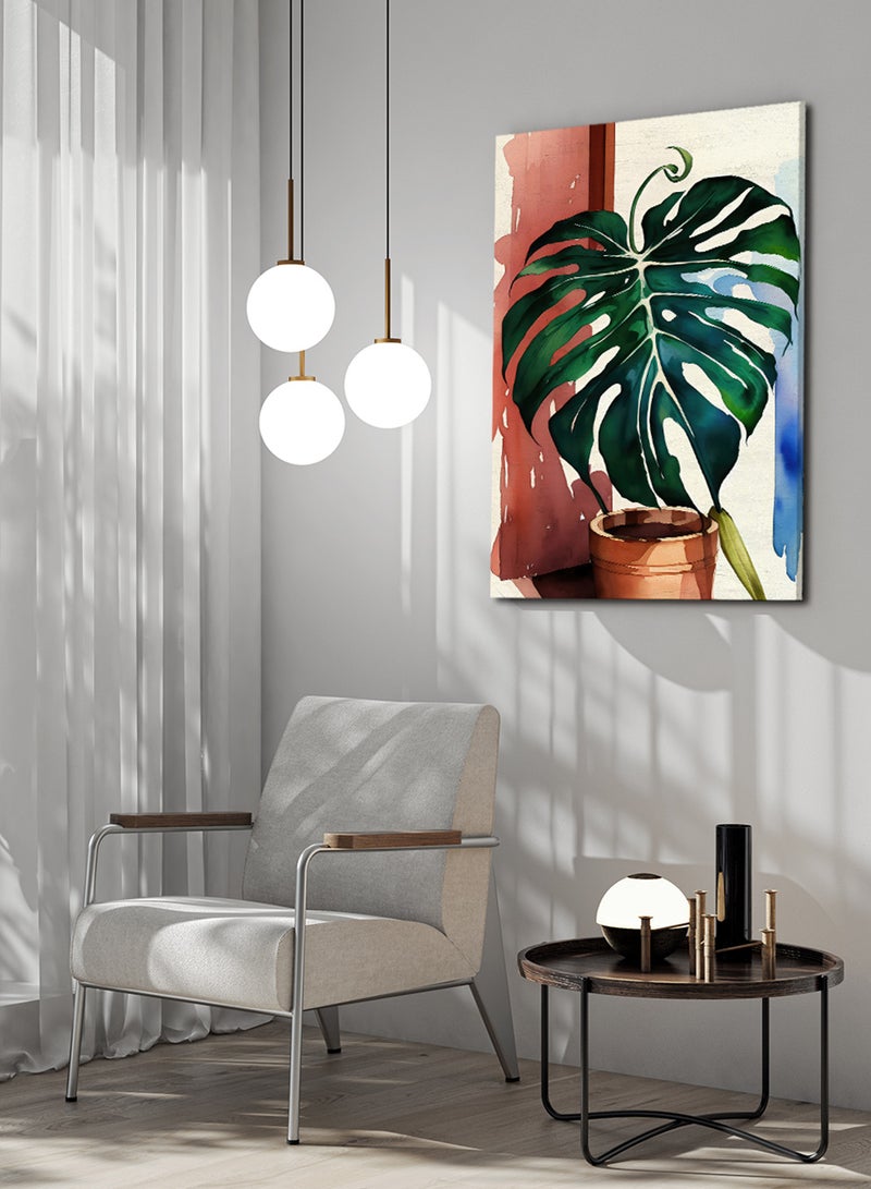 لوحة كانفاس على إطار خشبي بتصميم نبات المونسترا - Image 3