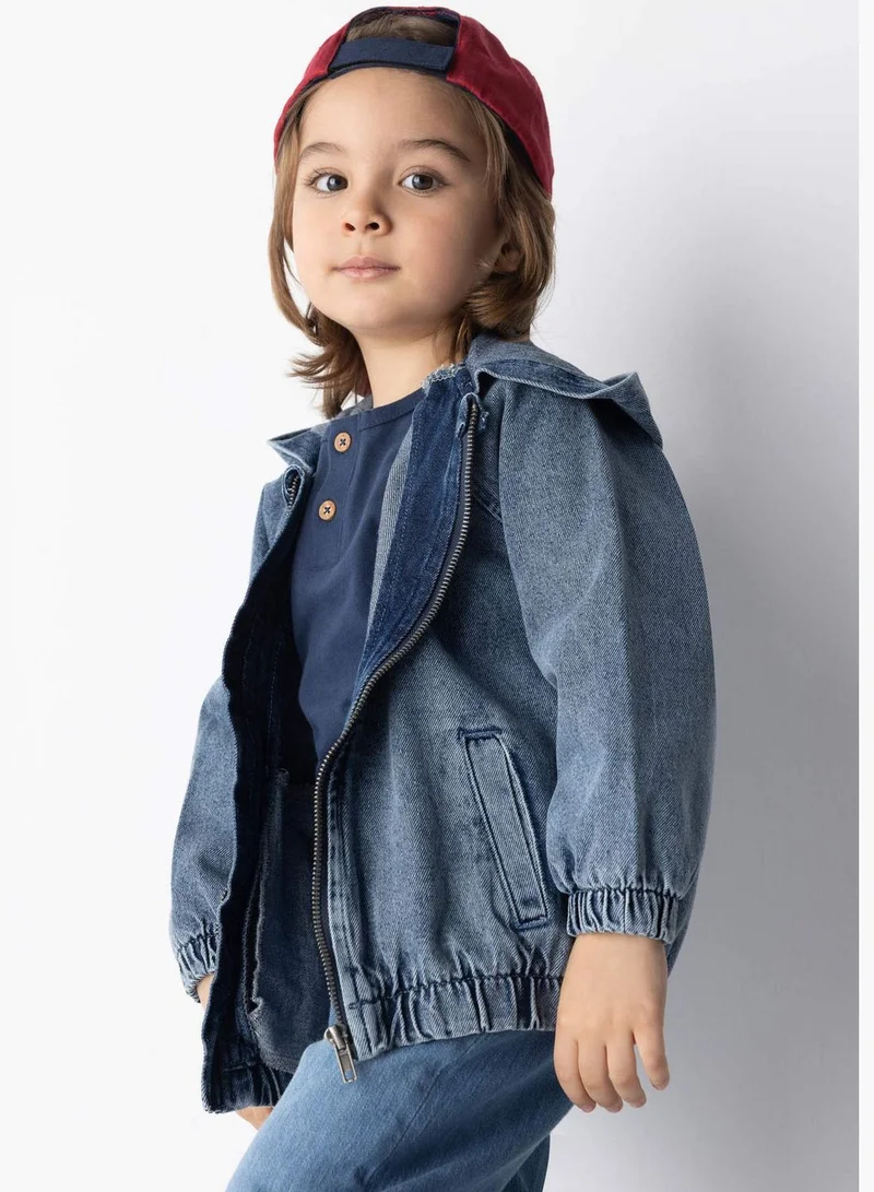 DeFacto BabyBoy Hooded Long Sleeve Denim Jacket