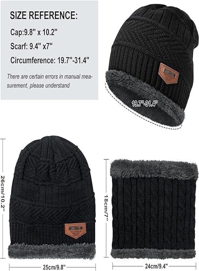 Exxelo One Season Warranty Beanie Cap & Muffler for Men & Women| Beanie Cap| Woolen Topaa| Winter Cap| Head & Neck Warmer| Black Color| 1 Set| - Image 2