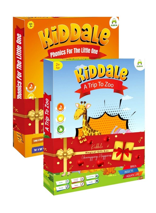 Kiddale Pack of 2 Musical Interactive Books - Trip to Zoo & English ABC Phonics |Fun & Educational Learning for Toddlers|Intelligent Book|Nursery Rhymes and Activity Book|E-Learning Book|Talking Book - Image 1