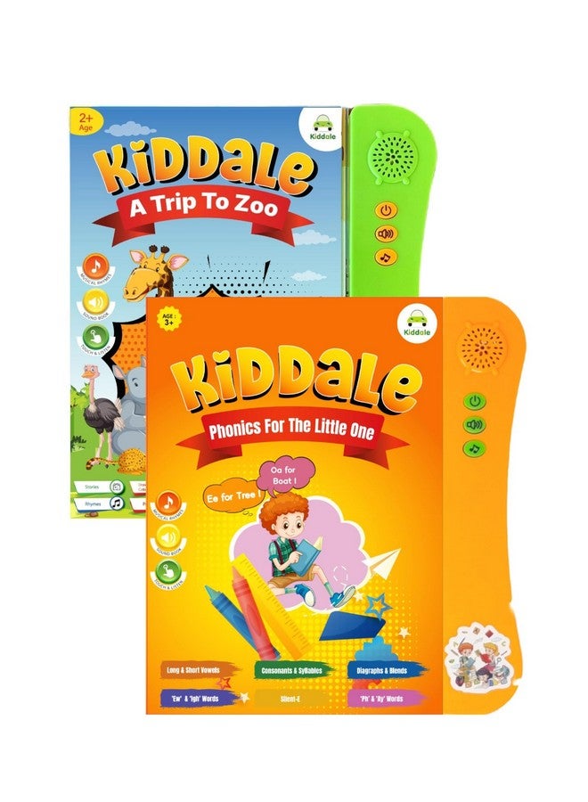 Kiddale Pack of 2 Musical Interactive Books - Trip to Zoo & English ABC Phonics |Fun & Educational Learning for Toddlers|Intelligent Book|Nursery Rhymes and Activity Book|E-Learning Book|Talking Book - Image 2