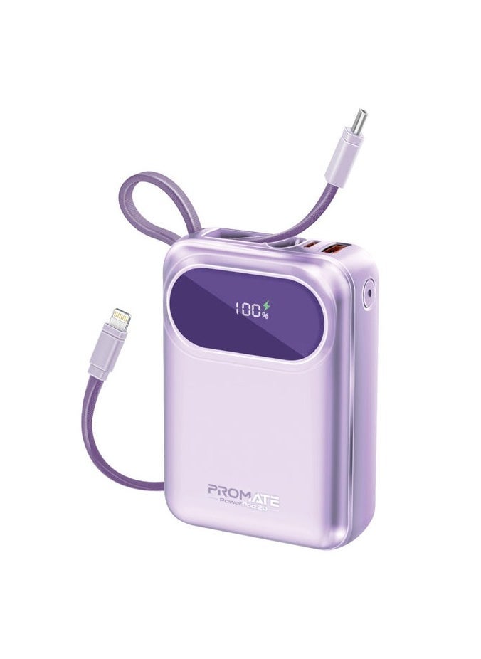 Promats Promate PowerPod-20 Ultra Compact 35W SuperSpeed™ Power Bank with Built-In USB-C & Lightning Cable  - Image 1