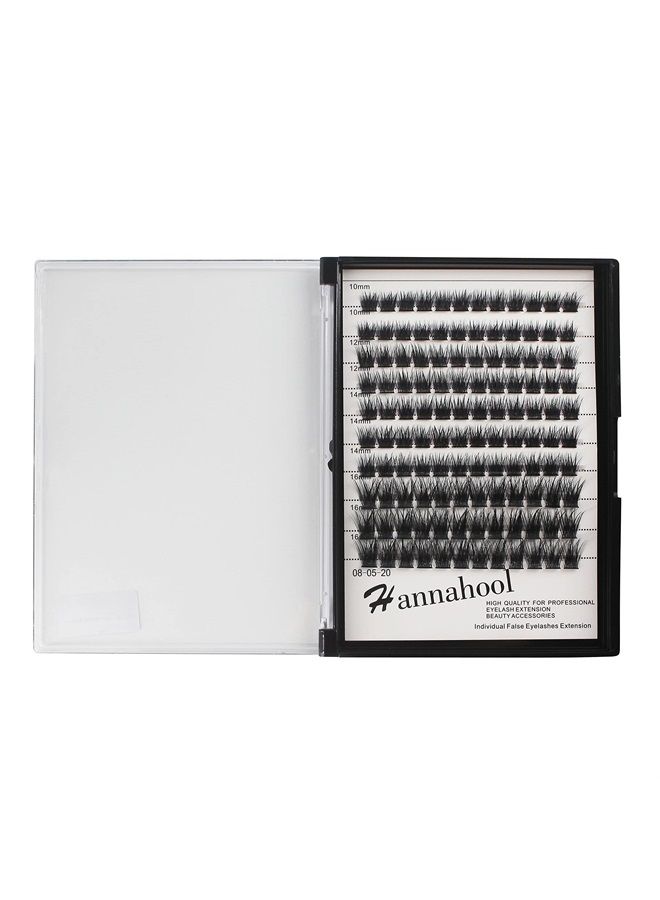 Hannahool 10Rows Mixed 10-12-14-16mm/8-10-12-14mm Individual False Eyelashes D Curl Wide Stem Dramatic Black Makeup Cluster Eyelashes Natural Volume Eye Lashes Extensions (10-12-14-16MM Mixed) - Image 4