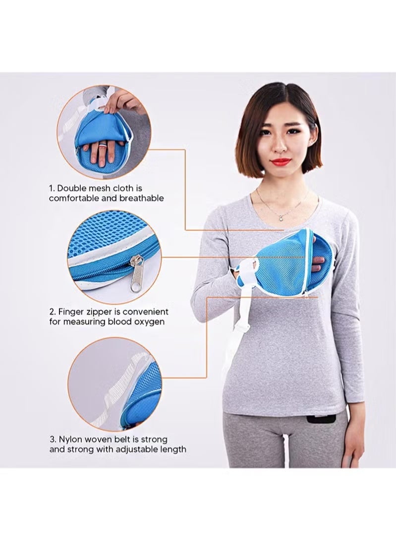 Risen 2 Pcs Finger Control Gloves Hand Infection Protector Padded Mitts with Loop Closure，Anti Scratch Hand Control Mitts Fixed Restraint Belt For Dementia Restraint Gloves (Blue) - Image 2