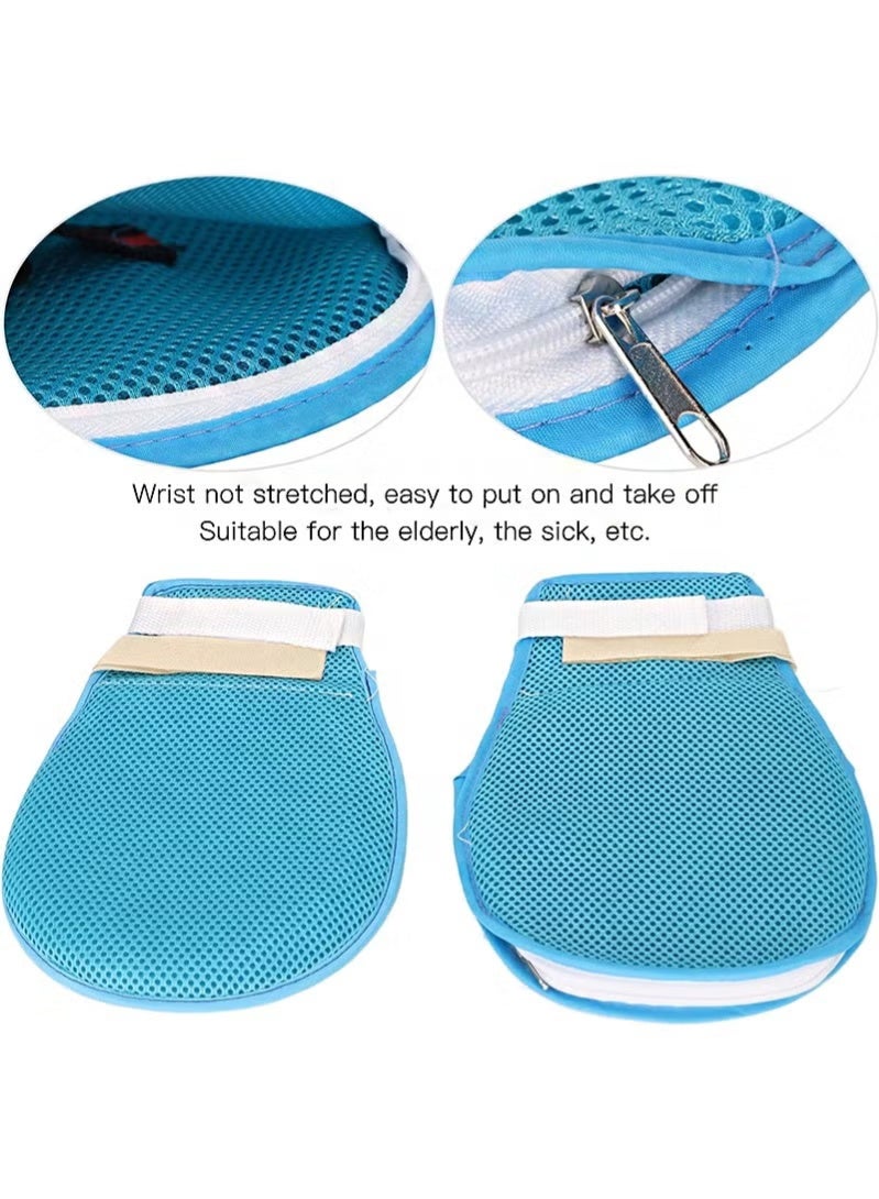Risen 2 Pcs Finger Control Gloves Hand Infection Protector Padded Mitts with Loop Closure，Anti Scratch Hand Control Mitts Fixed Restraint Belt For Dementia Restraint Gloves (Blue) - Image 4