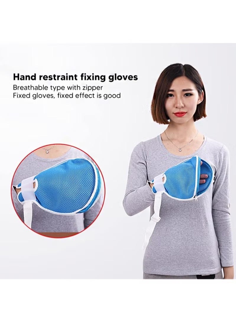 Risen 2 Pcs Finger Control Gloves Hand Infection Protector Padded Mitts with Loop Closure，Anti Scratch Hand Control Mitts Fixed Restraint Belt For Dementia Restraint Gloves (Blue) - Image 5