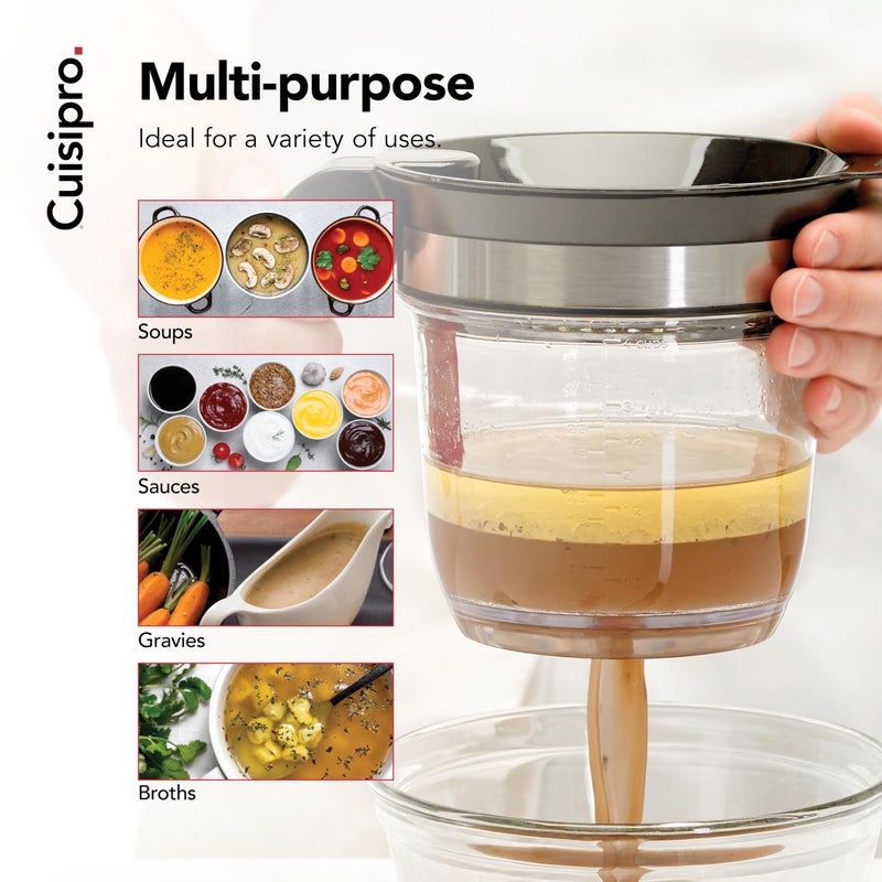 Cuisipro Fat Separator with Bottom Release, Plastic, 4 Cup Strainer with Handle, Grease Strainer Dishwasher Safe, Oil Separator for Kitchen - Image 5