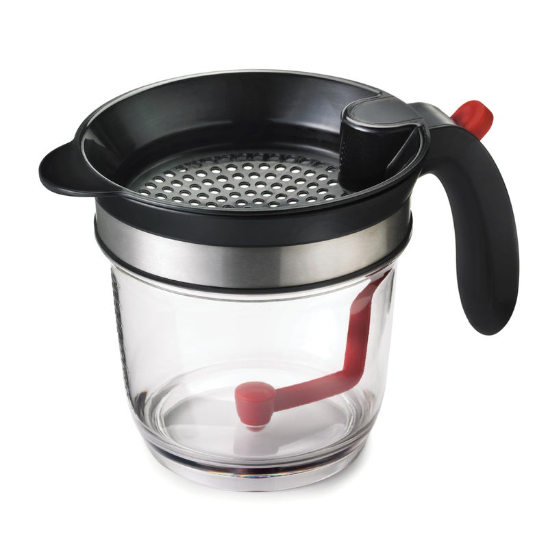 Cuisipro Fat Separator with Bottom Release, Plastic, 4 Cup Strainer with Handle, Grease Strainer Dishwasher Safe, Oil Separator for Kitchen - Image 1