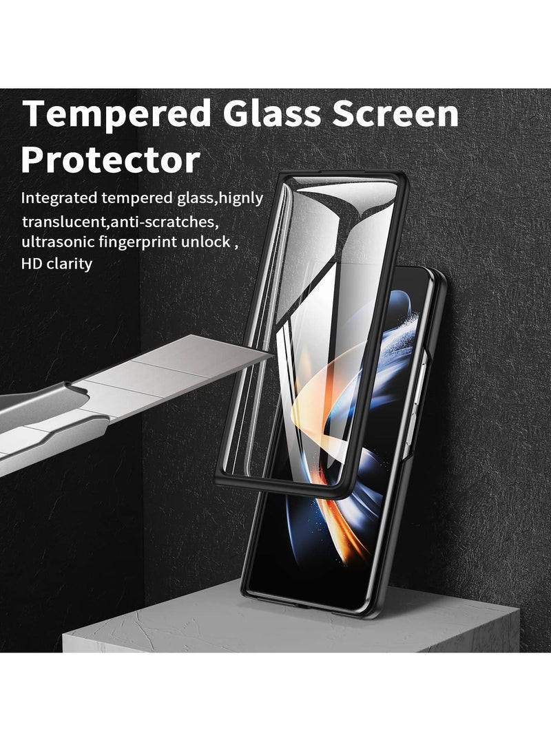 Excefore Case Compatible with Samsung Galaxy Z Fold 4, Magnetic Thin Body Metal Frame with Hidden S Pen Holder, Hinge Screen Protector Magnetic Kickstand with Lens Camera Protector Cover (Black) - Image 5