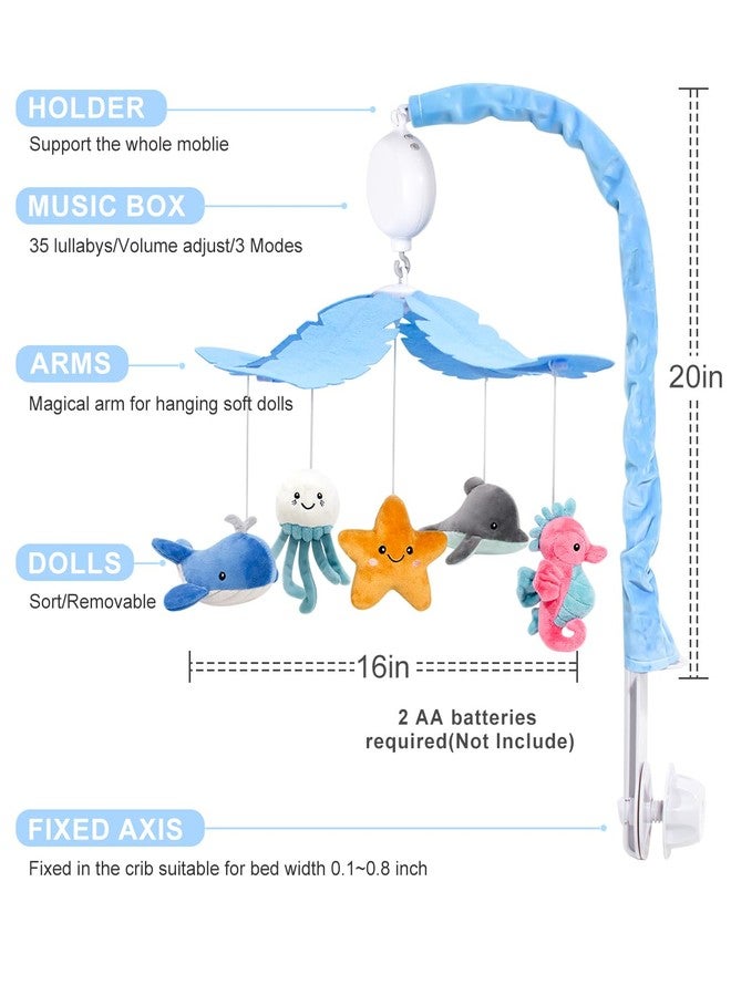 FEISIKE Baby Crib Mobile with 35 Lullabies, 3 Modes Rotation & Music, Adjustable Volume, Nursery Decor for Boys and Girls (Ocean Theme) - Image 4