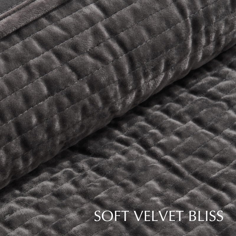 EVERGRACE Velvet Quilt Set King Size, Luxurious Soft Quilted Bedding Sets, Lightweight Velvet Comforter for All Season, Striped Channel Bedspread Coverlet with 2 Shams, Washed Black - Image 5