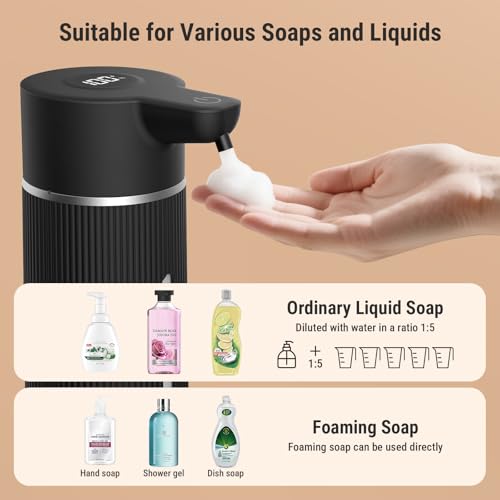 Costar 450ML Automatic Soap Dispenser Touchless, Rechargeable Sensor Hand Wash Dispenser with Digital Electricity Screen, 4-Speed Adjustable Foam Dispenser, Auto Dispenser for Bathroom, Kitchen - Image 5