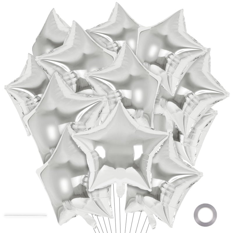 YOTHORN 20 Pcs Star Balloons18 Inch Silver Star Foil BalloonsStars Shaped Balloon Mylar Helium Balloon for Birthday Party Anniversary Wedding Baby Shower Decorations Silver - Image 3