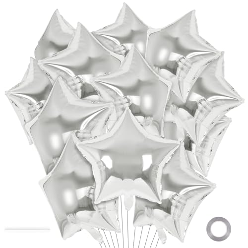 YOTHORN 20 Pcs Star Balloons18 Inch Silver Star Foil BalloonsStars Shaped Balloon Mylar Helium Balloon for Birthday Party Anniversary Wedding Baby Shower Decorations Silver - Image 1