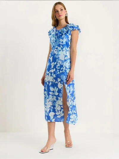 بيانكو لوتشي فستان ميدي لوكسي بتفاصيل مكشكشة