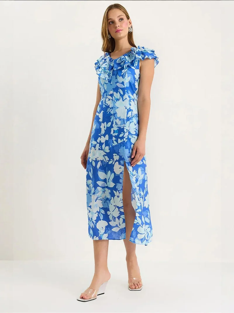 بيانكو لوتشي فستان ميدي لوكسي بتفاصيل مكشكشة