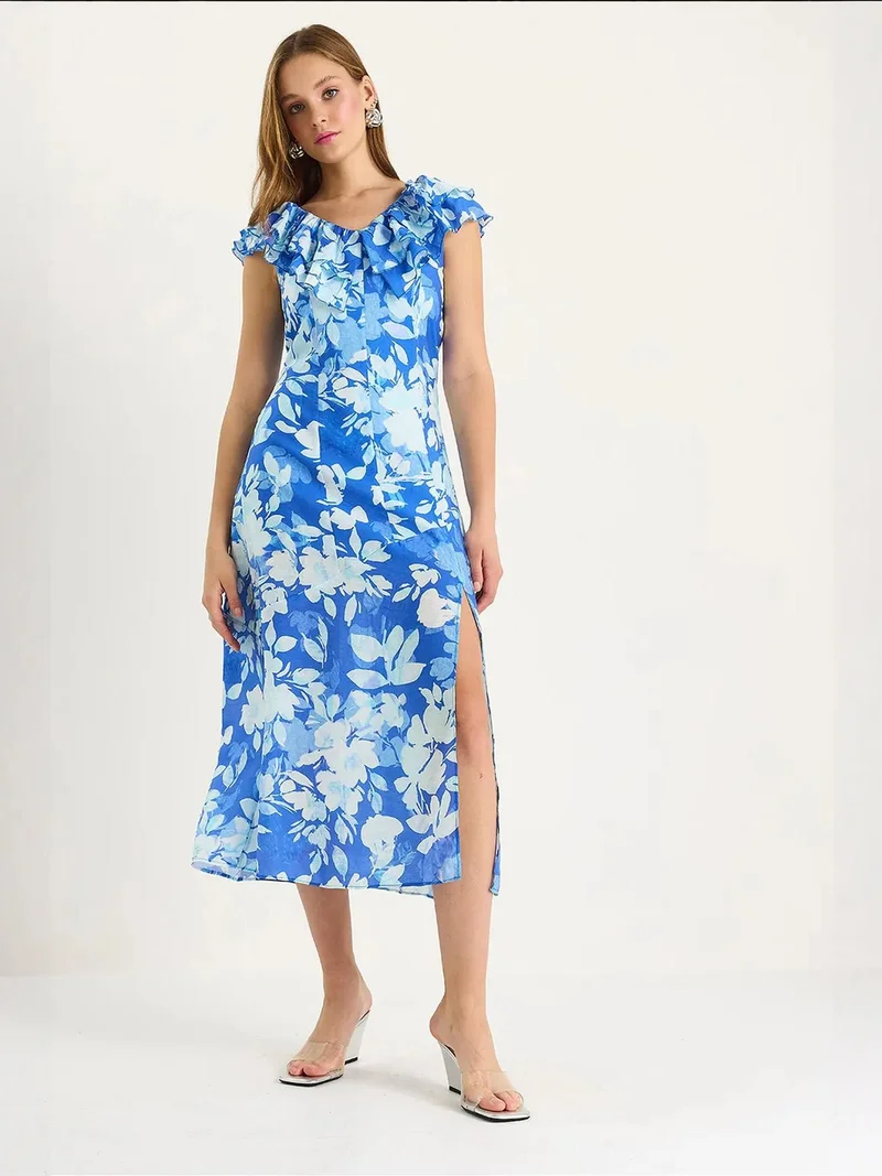 بيانكو لوتشي فستان ميدي لوكسي بتفاصيل مكشكشة