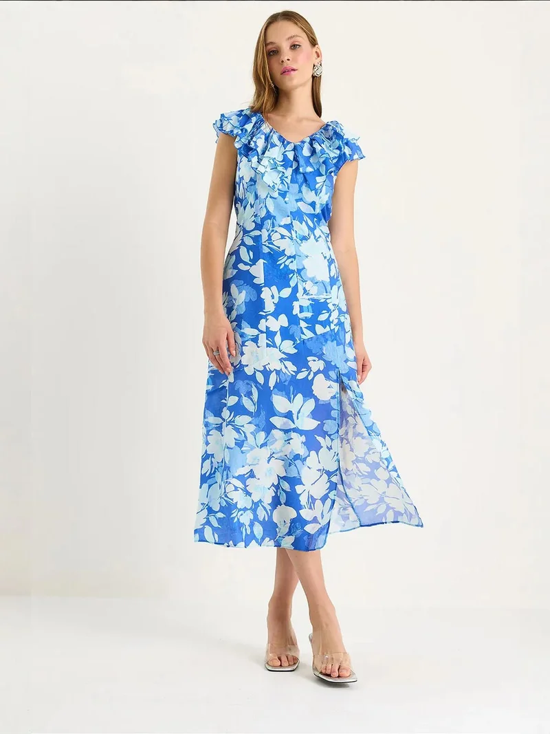 بيانكو لوتشي فستان ميدي لوكسي بتفاصيل مكشكشة