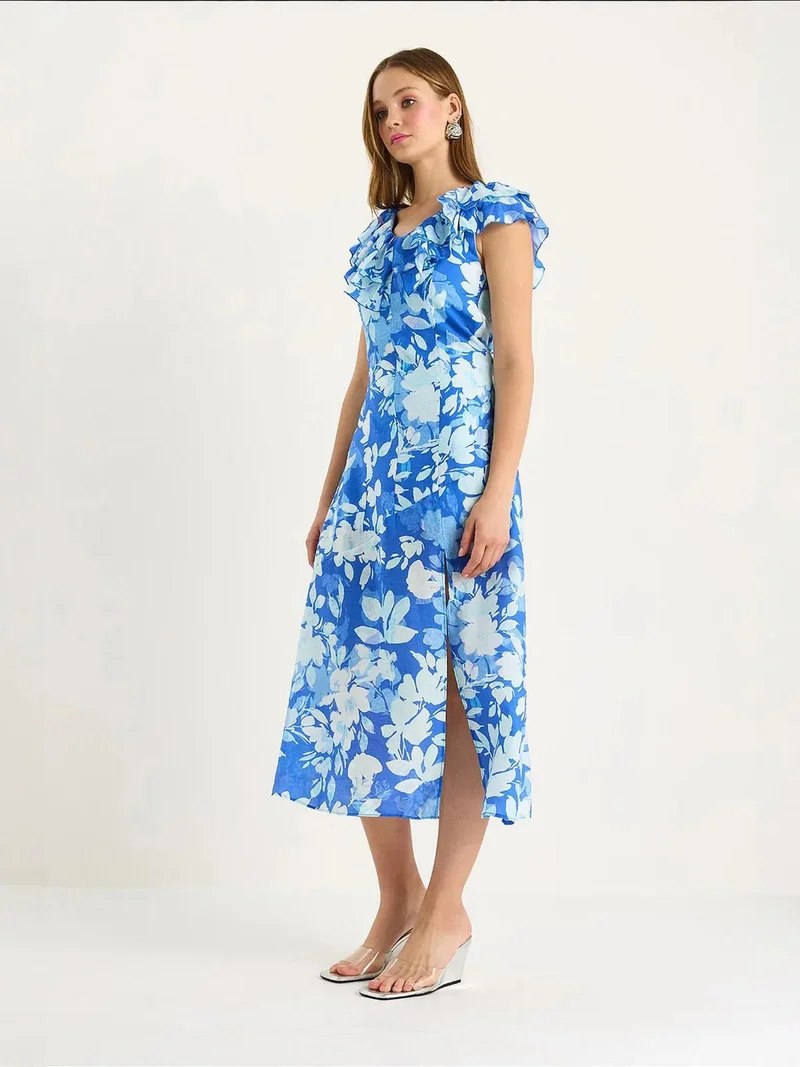 بيانكو لوتشي فستان ميدي لوكسي بتفاصيل مكشكشة